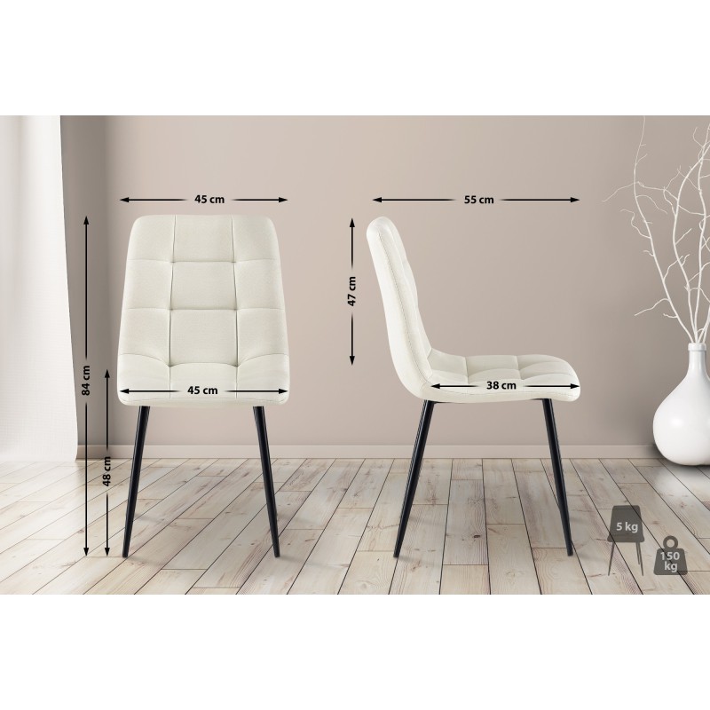 Lot de 4 chaises de salle à manger tissu Antibes