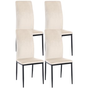 Lot de 4 chaises de salle à manger velours Savino