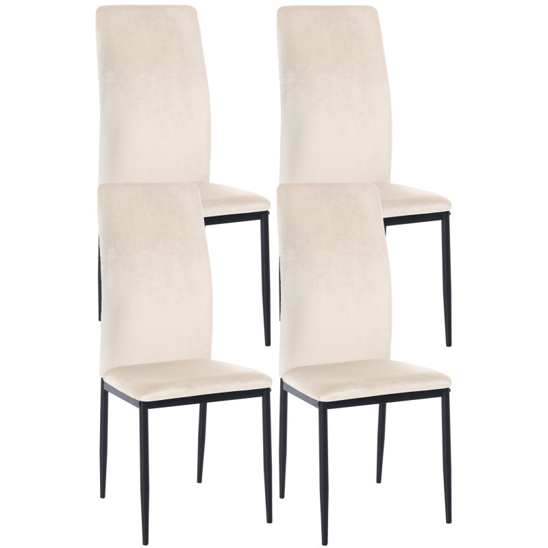 Lot de 4 chaises de salle à manger velours Savino