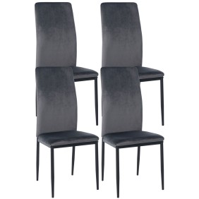 Lot de 4 chaises de salle à manger velours Savino