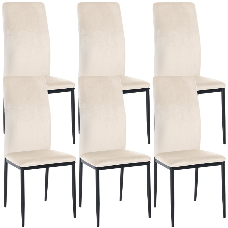 Lot de 6 chaises de salle à manger velours Savino