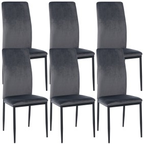 Lot de 6 chaises de salle à manger velours Savino