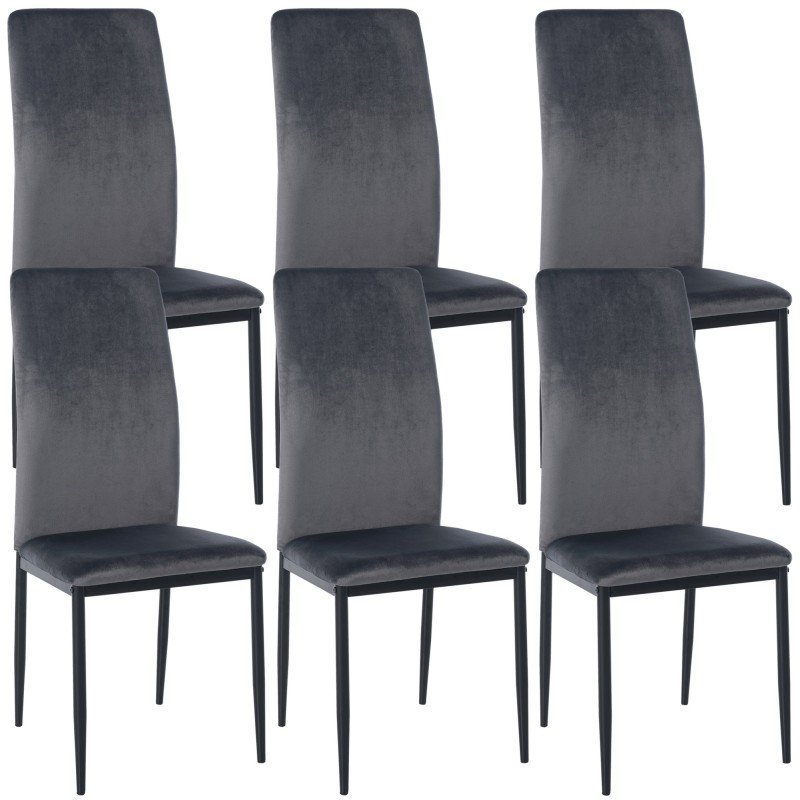 Lot de 6 chaises de salle à manger velours Savino