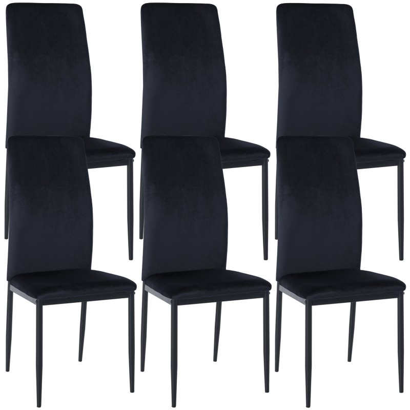 Lot de 6 chaises de salle à manger velours Savino