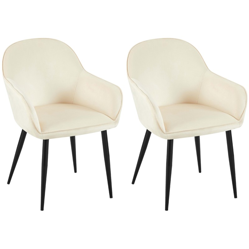 Lot de 2 chaises de salle à manger Boise velours