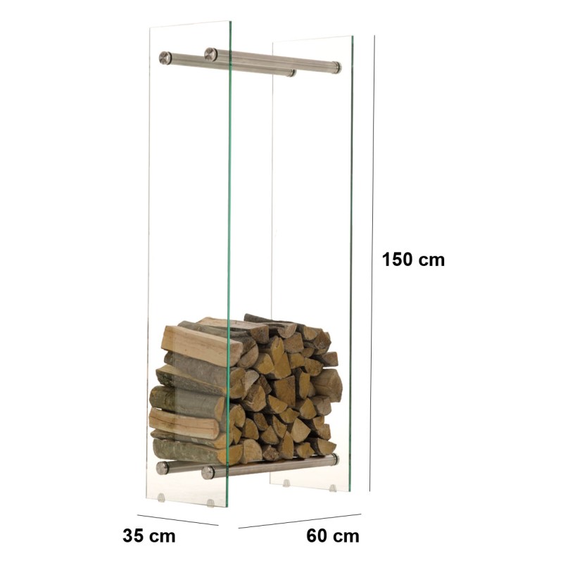Porte-bûches Dacio verre clair 35x60x150