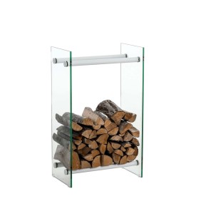 Porte-bûches de cheminée Dacio verre clair 35x80x100 cm