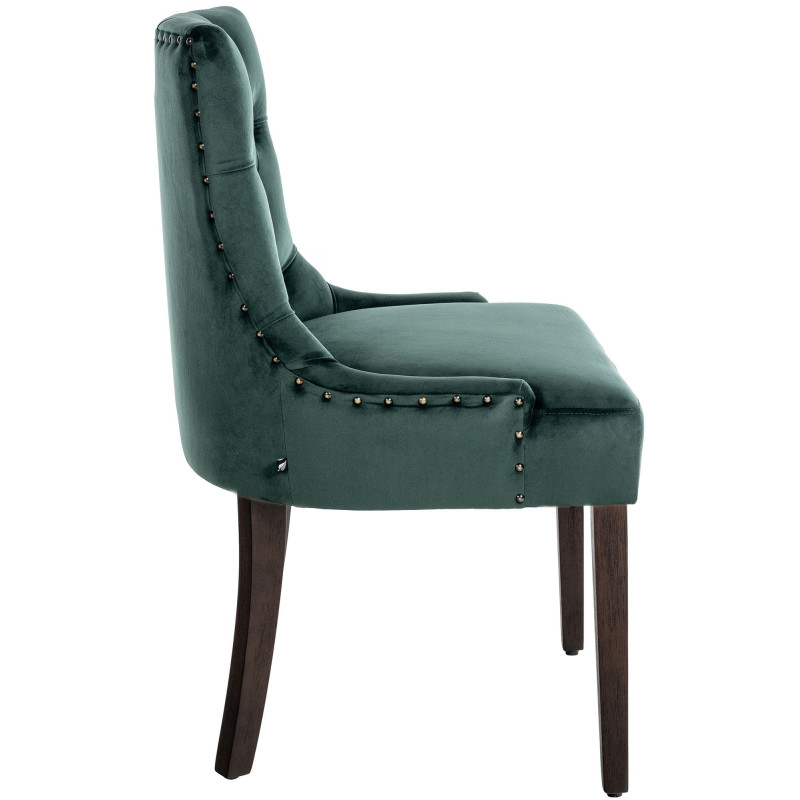 Chaise de salle à manger Aberdeen en velours vert foncé antique