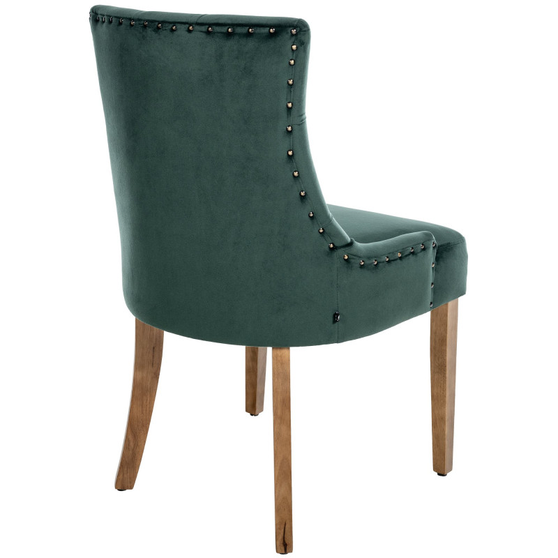 Chaise de salle à manger Aberdeen, velours, vert clair antique, vert foncé