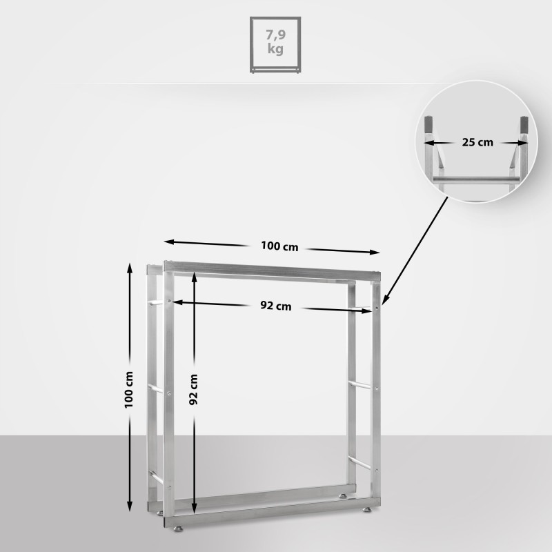 Porte-bûches de cheminée Keri V2 25x100x100 cm