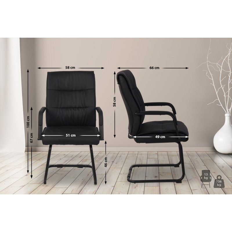 Chaise visiteur Sievert, noire/noire