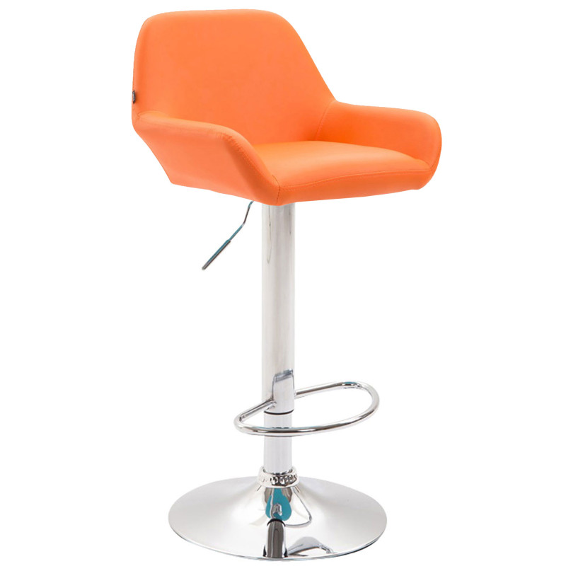 Tabouret de bar Braga en cuir artificiel chromé orange