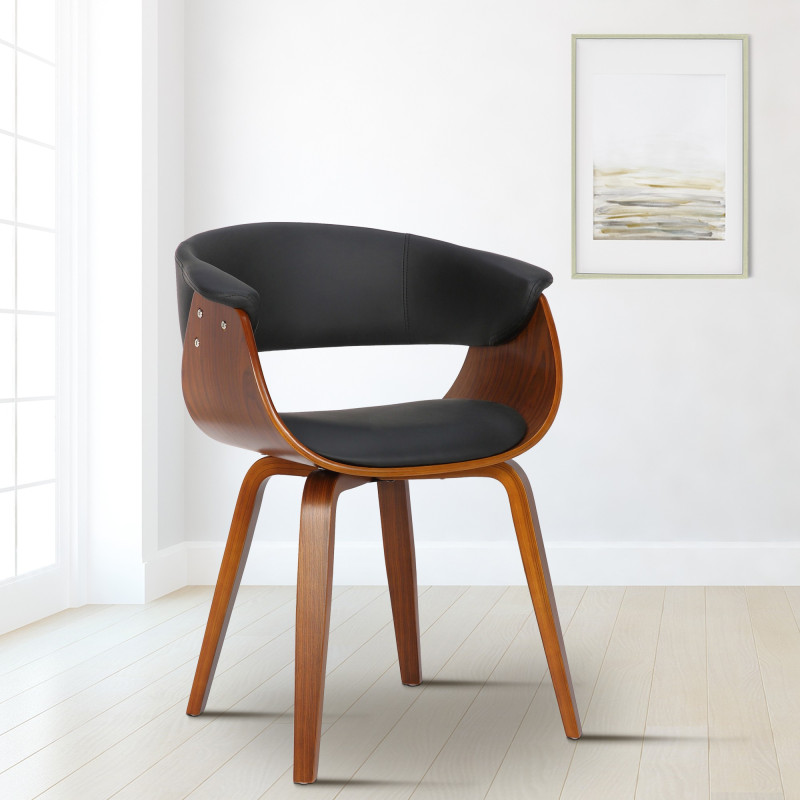 Fauteuil Bruce, similicuir, noyer/noir