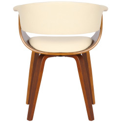 Chaise Bruce, simili cuir, noyer crème