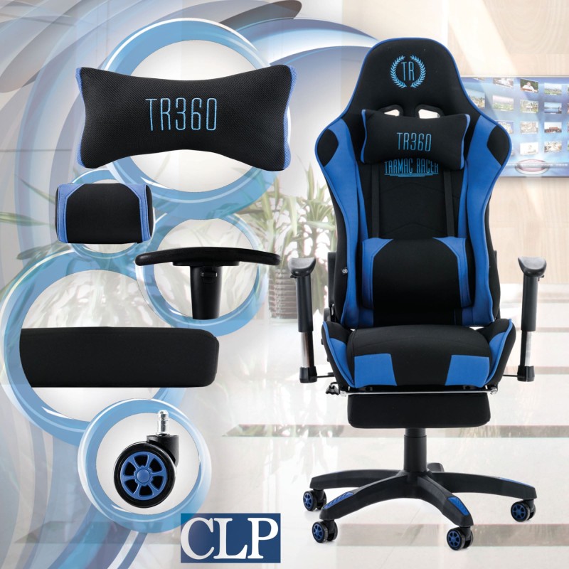 Fauteuil gamer Racing tissu Turbo avec repose-pieds