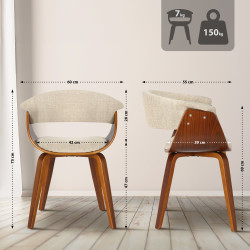 Fauteuil Bruce, tissu noyer et crème