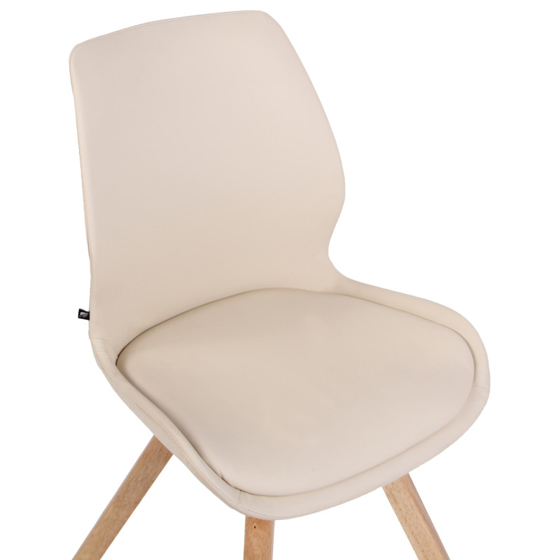 Lot de 2 chaises Luna, simili cuir crème