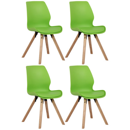 Ensemble de 4 chaises Luna, en plastique vert