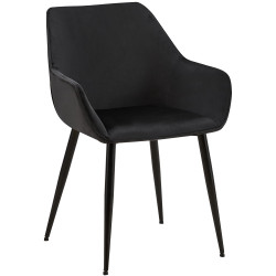 Chaise de salle à manger Vessa, velours, noire