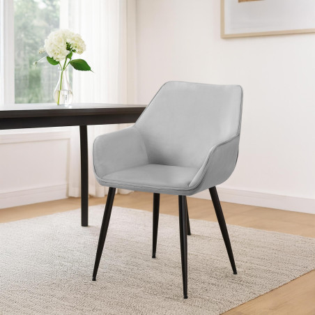 Chaise de salle à manger Vessa en velours gris clair
