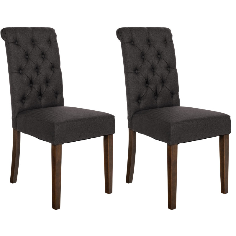 Ensemble de 2 chaises de salle à manger Lisburn, tissu noir