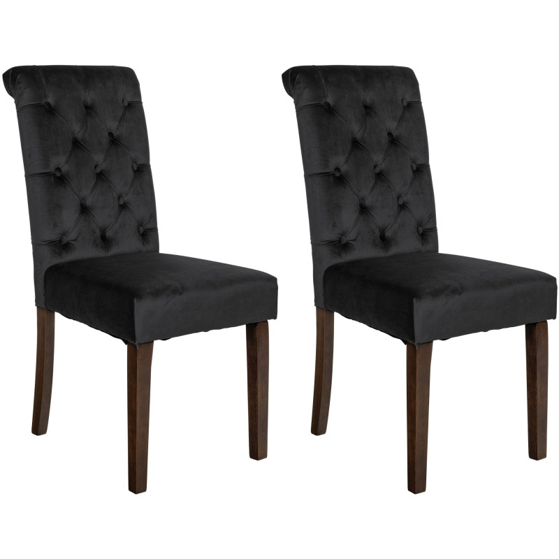 Ensemble de 2 chaises de salle à manger Lisburn en velours noir