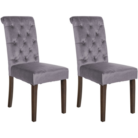 Lot de 2 chaises de salle à manger Lisburn en velours gris foncé