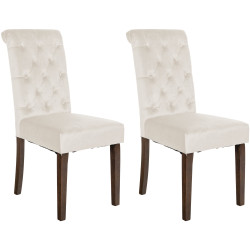 Lot de 2 chaises de salle à manger Lisburn en velours crème
