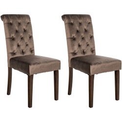 Lot de 2 chaises de salle à manger Lisburn en velours marron
