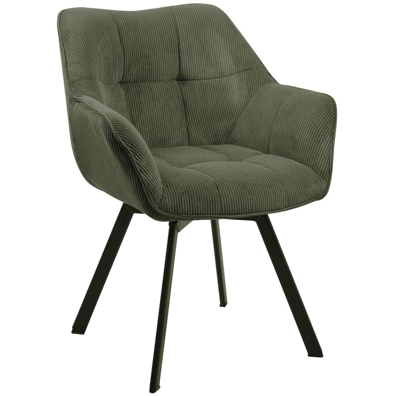 Chaise de salle à manger Jordi Cord, verte