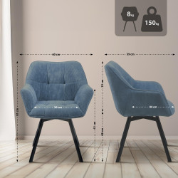 Chaise de salle à manger Jordi Cord bleu