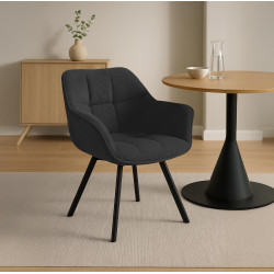 Chaise de salle à manger Jordi Cord noire