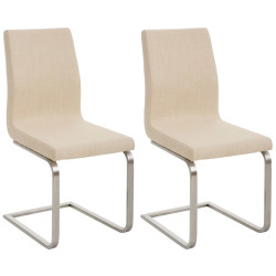 Lot de 2 chaises de salle à manger en tissu Belfort crème