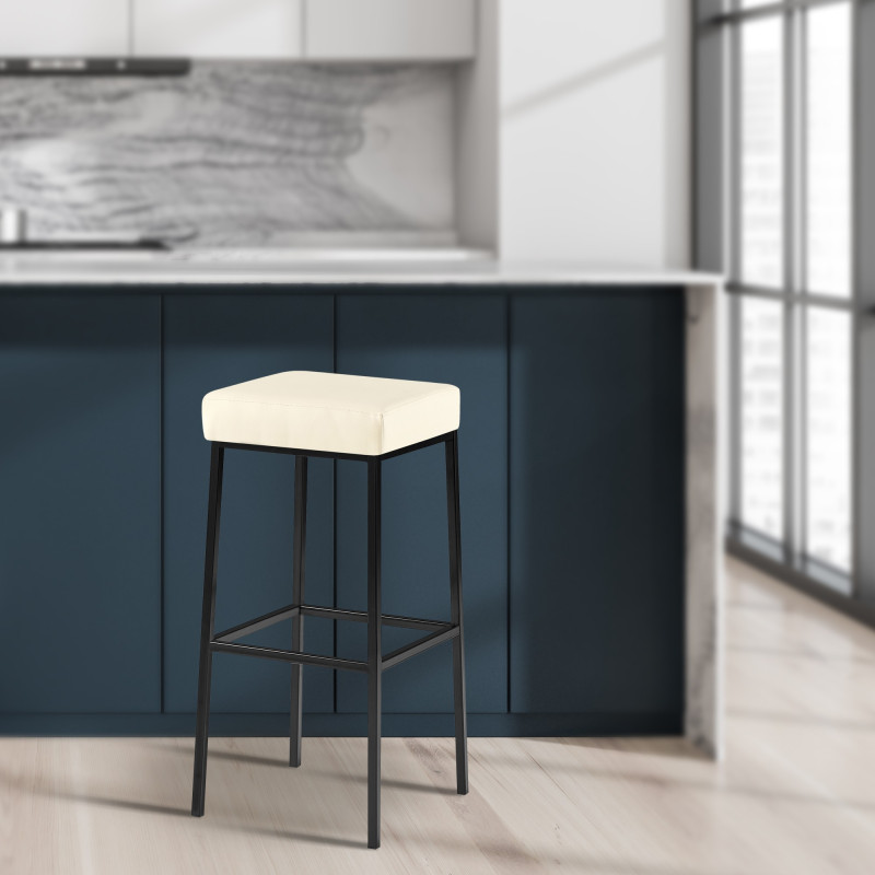 Ensemble de 2 tabourets de bar Montréal 85 simili cuir crème