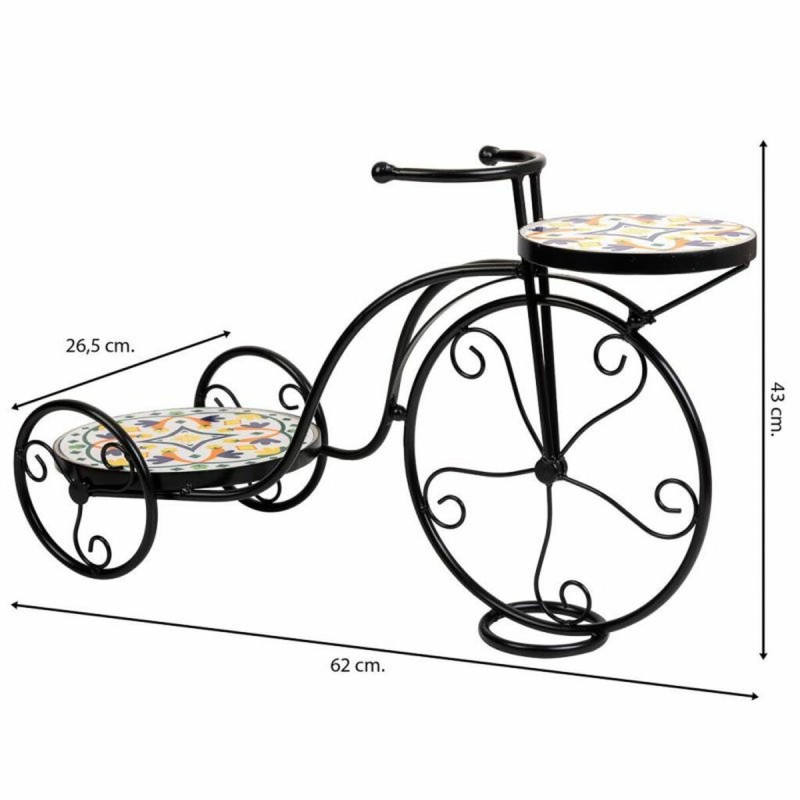 Sous-pot Alexandra House Living Noir Fer Carrelage Bicyclette 26 x 43 x 67 cm