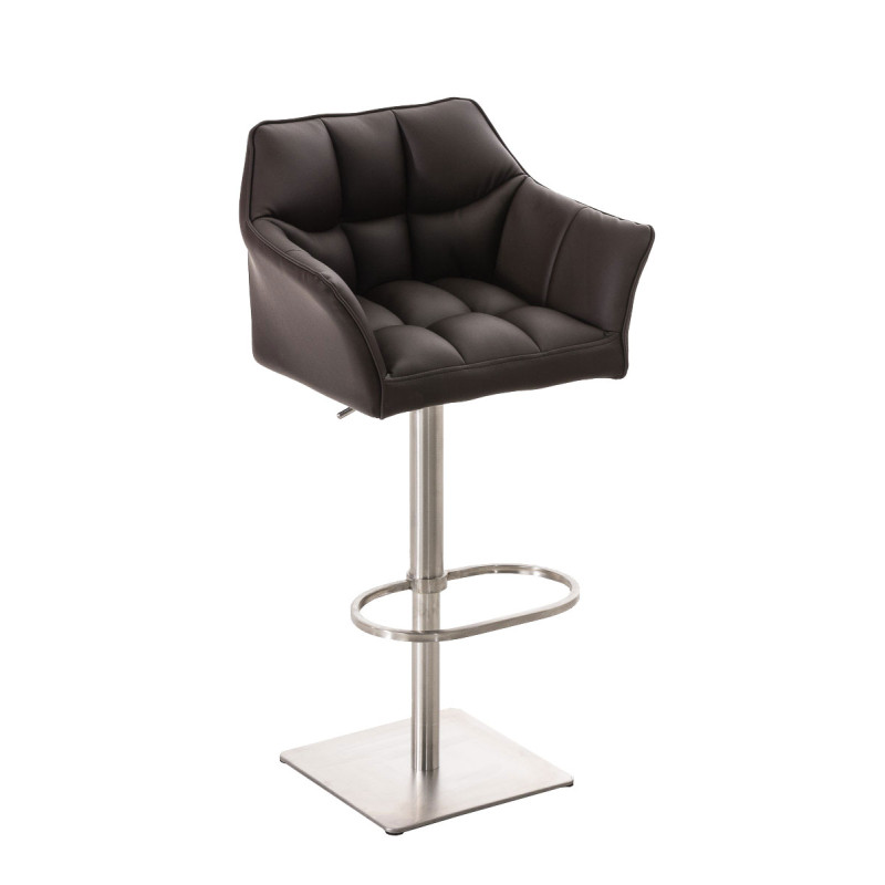 Lot de 2 tabourets de bar Damaso simili cuir acier inoxydable brun