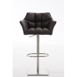 Lot de 2 tabourets de bar Damaso simili cuir acier inoxydable brun