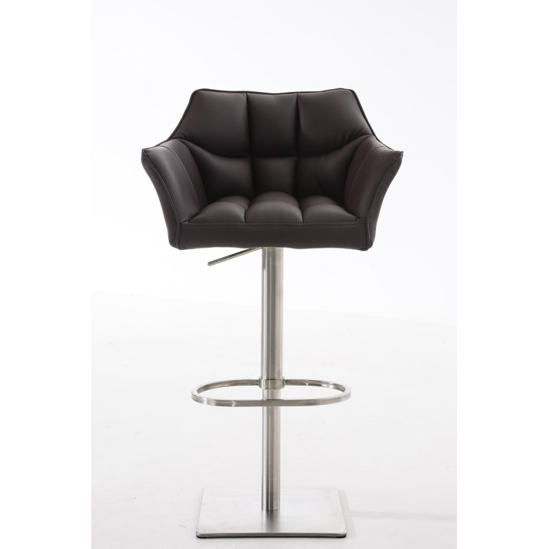 Lot de 2 tabourets de bar Damaso simili cuir acier inoxydable brun