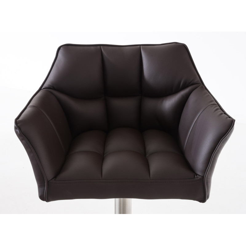 Lot de 2 tabourets de bar Damaso simili cuir acier inoxydable brun