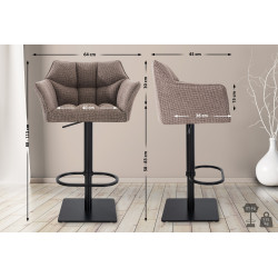 Lot de 2 tabourets de bar en tissu Damaso terre brune