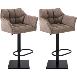 Lot de 2 tabourets de bar en tissu Damaso terre brune