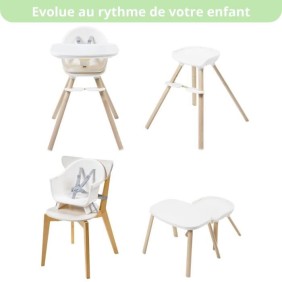 MAXI-COSI Moa Chaise haute bébé évolutive 8 en 1, Chaise haute/Réhausseur/Tabouret/Bureau, De 6 mois a 5 ans, Beyond White2 Eco