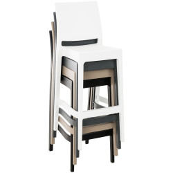 Lot de 2 tabourets de bar en tissu Damaso gris titane