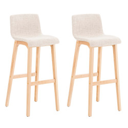 Lot de 2 tabourets de bar Hoover tissu Natura crème
