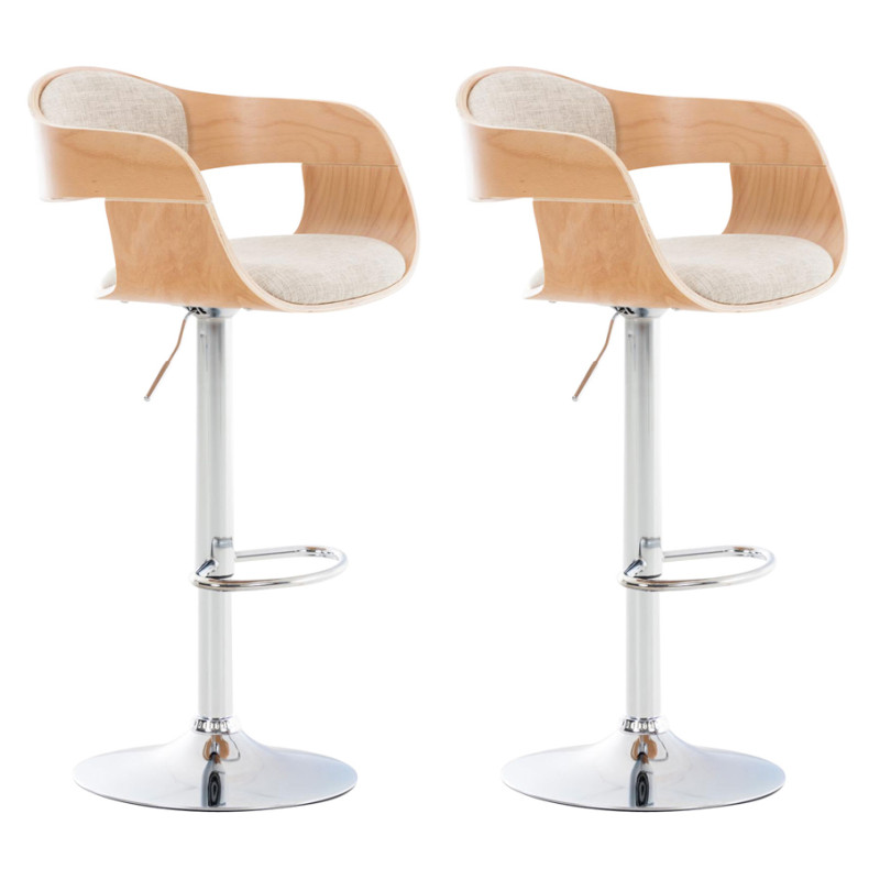 Lot de 2 tabourets de bar en tissu Kingston C nature/crème