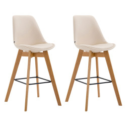 Lot de 2 tabourets de bar Metz en cuir artificiel natura crème