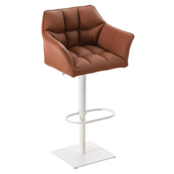 Lot de 2 tabourets de bar Damaso simili cuir blanc marron clair