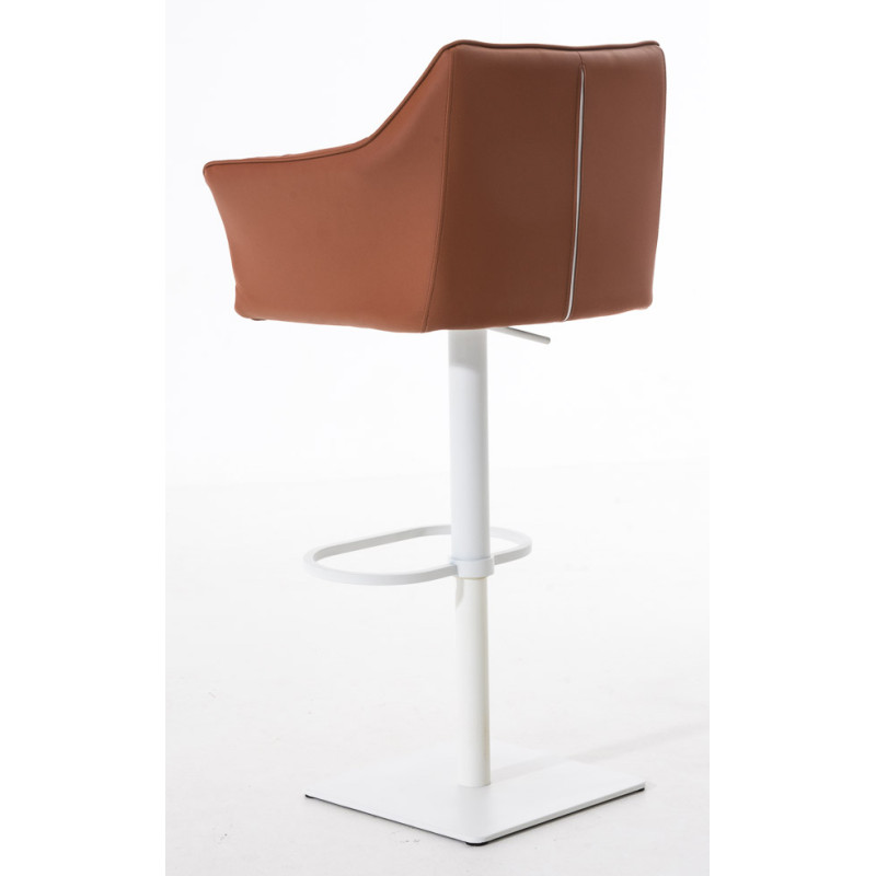 Lot de 2 tabourets de bar Damaso simili cuir blanc marron clair