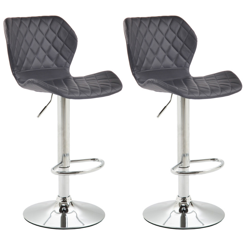 Lot de 2 tabourets de bar en liège simili cuir chromé noir