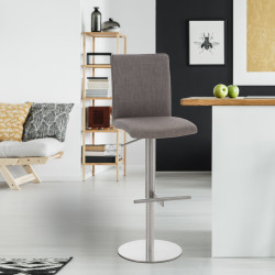 Lot de 2 tabourets de bar Cadiz tissu acier inoxydable gris